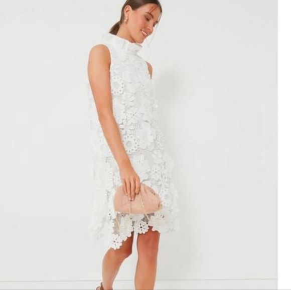 Tuckernuck Blanc Guipure Lace Blythe Dress White Dimensional Floral Bridal SM - Picture 4 of 16